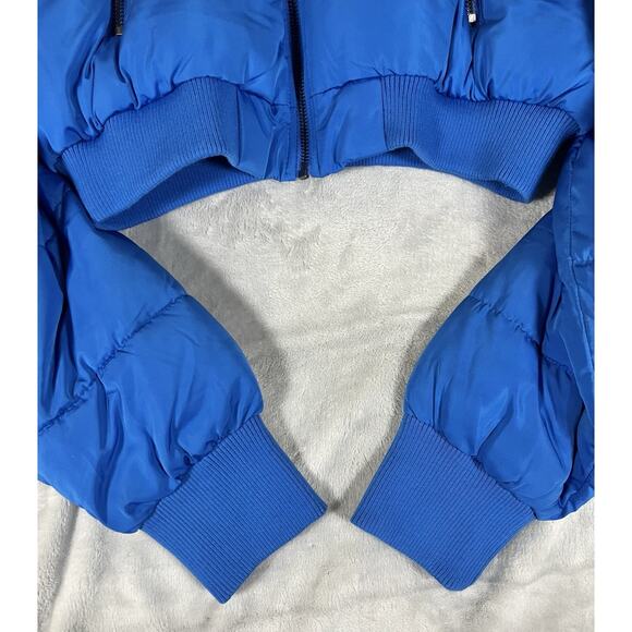 Urban Outfitters Size M Blue Cropped Chubby Puffer Jacket Y2K Hip Hop Cozy Cute - Picture 10 of 14